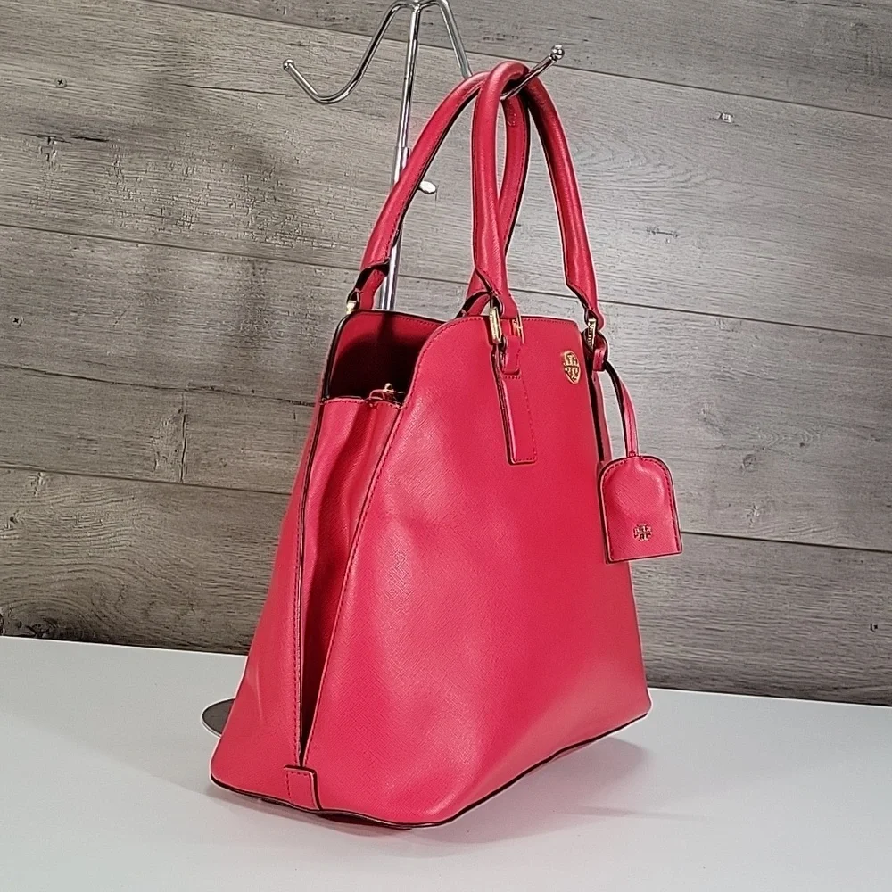 Tory Burch Fuchsia Saffiano Leather Dome Satchel Handbag
